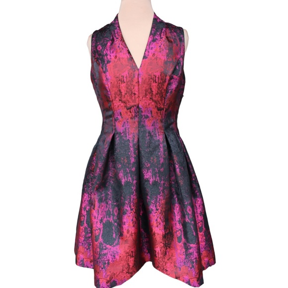 Vince Camuto Vibrant Pink and Black Mini Dress - Picture 1 of 15